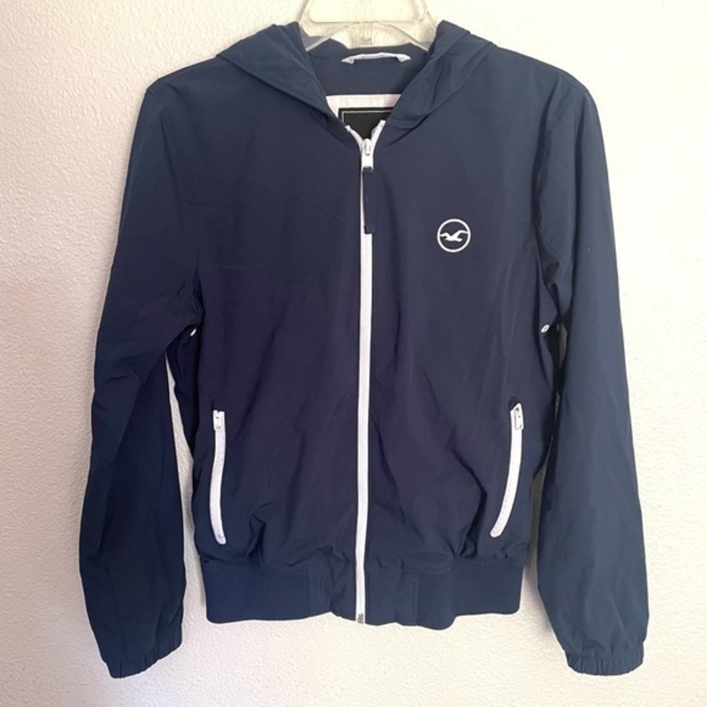 HOLLISTER Navy blue zip up hooded jacket size XS